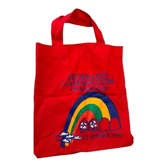 unbranded Handbags - Federated Garden Clubs Of Missouri Red Canvas Tote Bag St Joseph 1996 Vintage